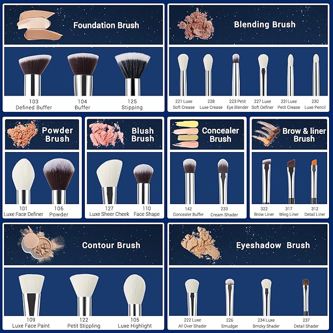 Jessup Individual Complete 25 Pcs Make Up Brush Set T 175