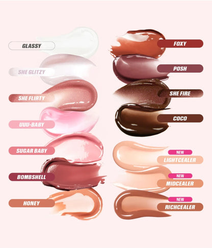 Huda Beauty Fox Filter Extra shine Lip Gloss ( She Fire )