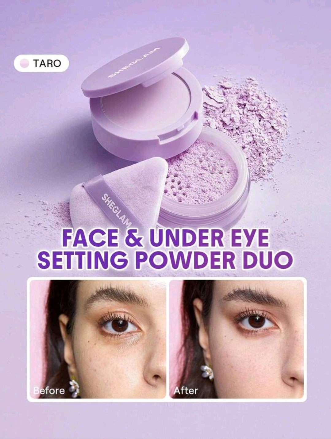 Sheglam Insta ready Face And Under Eye Setting Poweder Duo (Taro )
