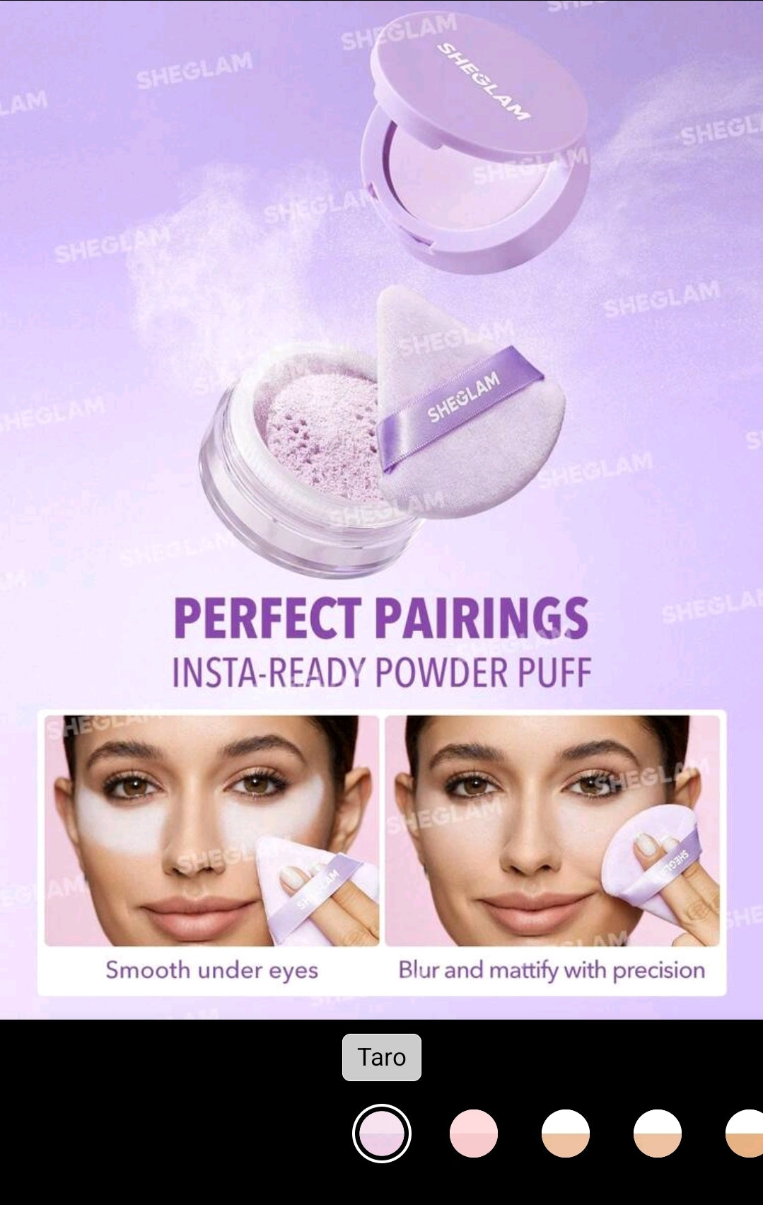 Sheglam Insta ready Face And Under Eye Setting Poweder Duo (Taro )
