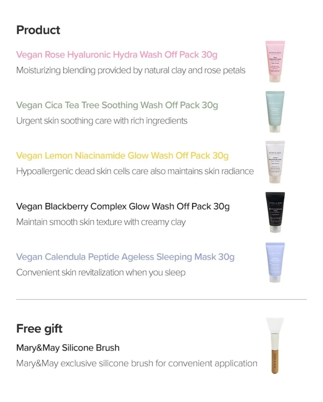 Mary&May Vegan Wash off Mask Mini Gift Set